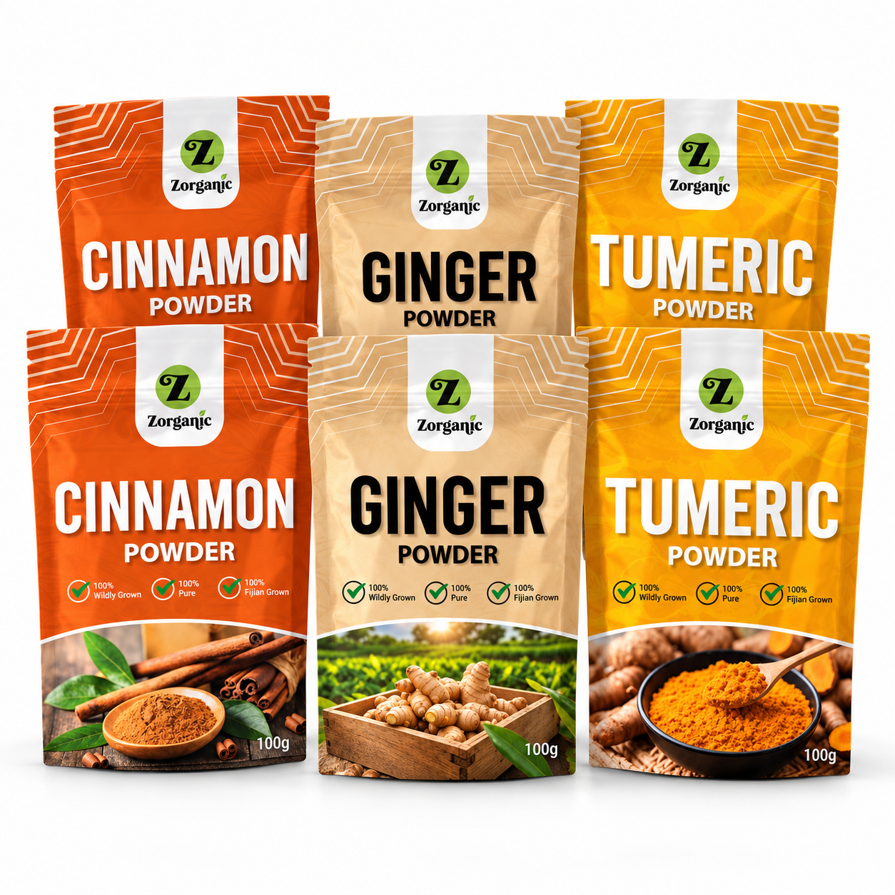 6 Packets - Zorganic Fiji Spice Value Bundle – Cinnamon, Ginger & Turmeric - Image 2