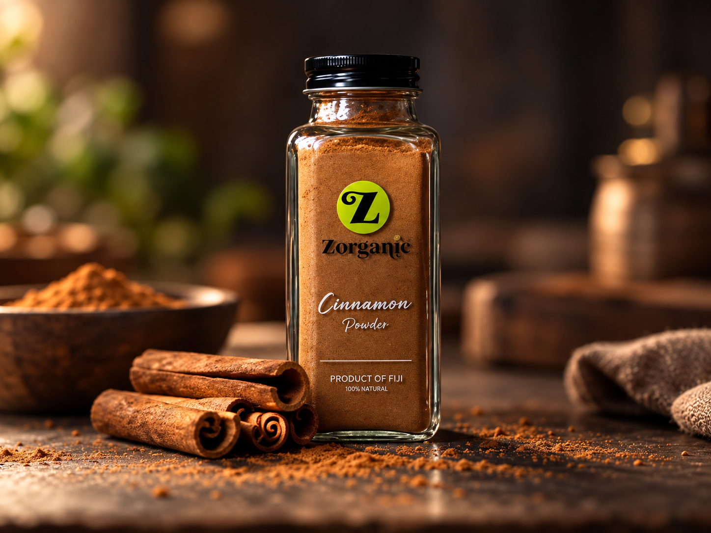 Zorganic Cinnamon Powder – Glass Jar 120g