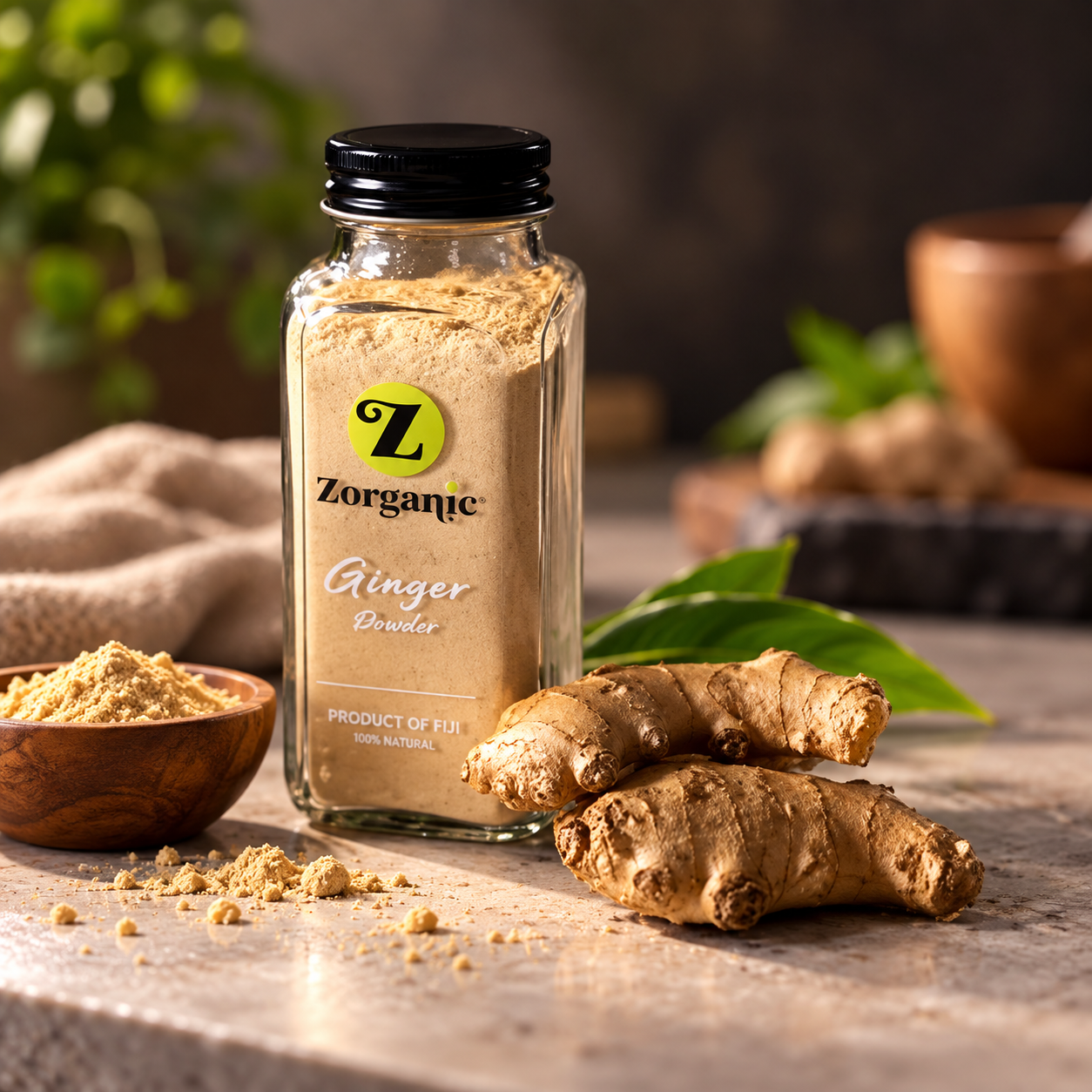 Zorganic Ginger Powder – Glass Jar 100g - Image 2